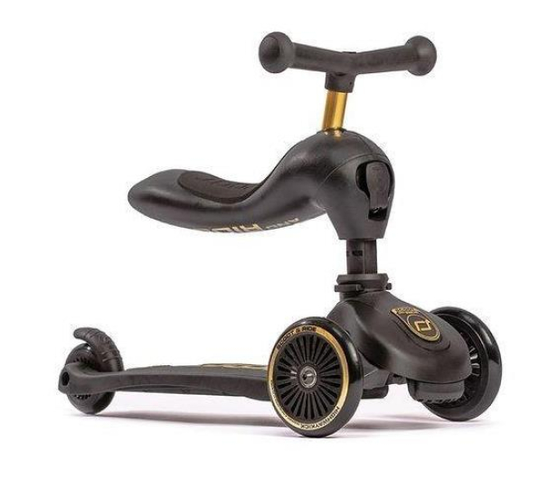 Scoot & Ride Highwaykick 1 Jeździk i hulajnoga 2w1 +kask XXS-S Black&Gold - 1028487 - zdjęcie 4